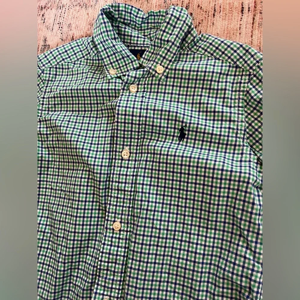 Ralph Lauren Kids Green Plaid Button Down Shirt